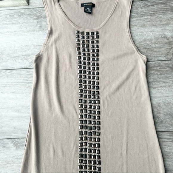 BCBGMaxAzria Geometric Studded Round Neck Sleeveless Sweater Tank Dress - Picture 7 of 11